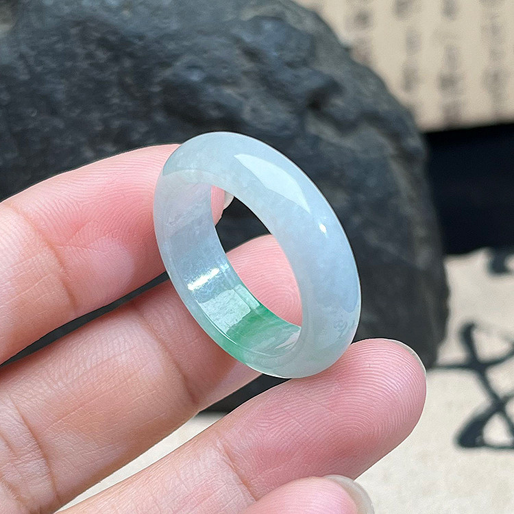Burmese natural jade A grade sun green ring