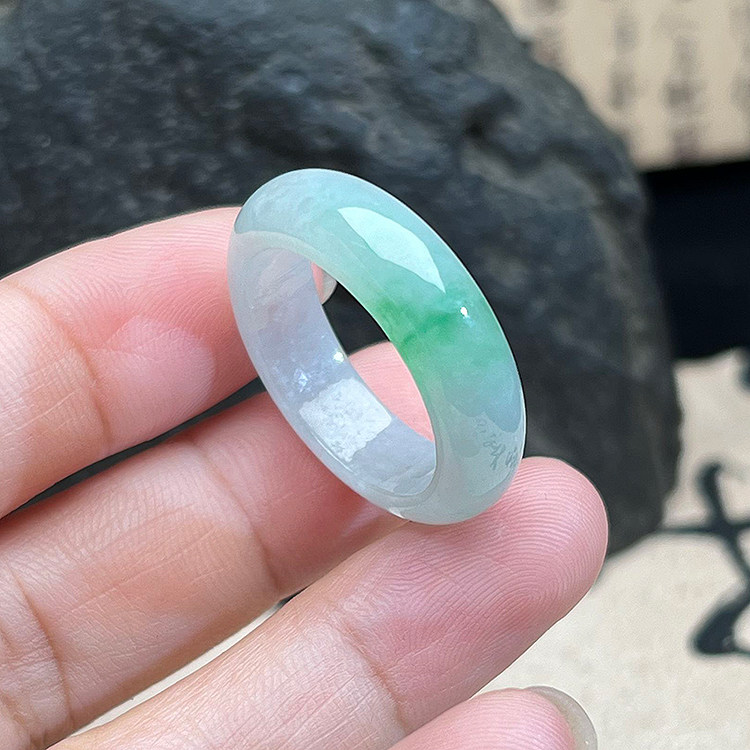 Burmese natural jade A grade sun green ring