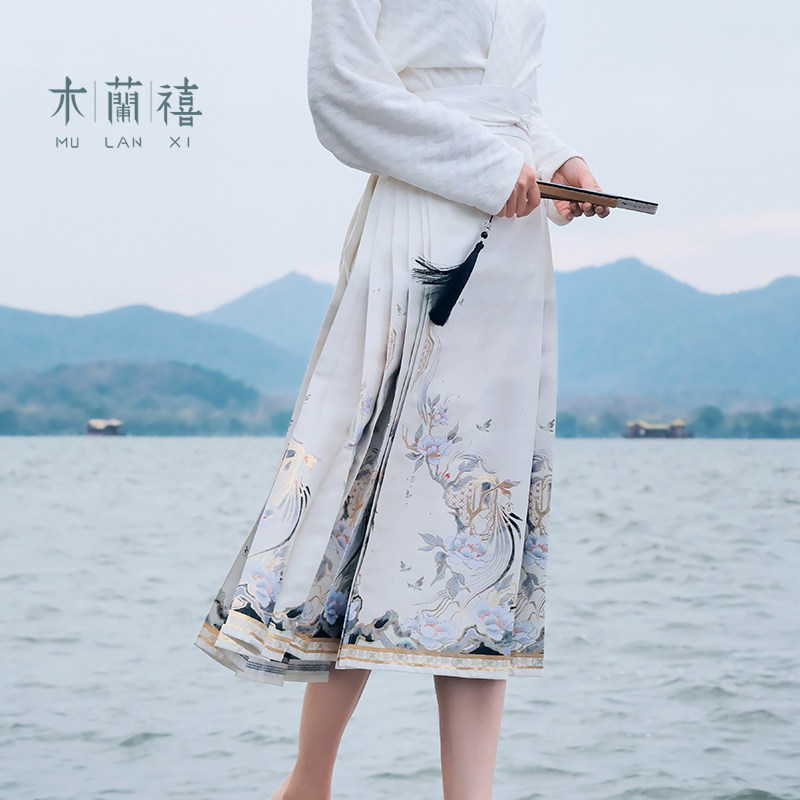 八分中长款改良马面裙 木兰禧【水墨山茶】织金仿妆花红色订婚,淘宝优惠券,粉丝福利购,淘宝优惠卷