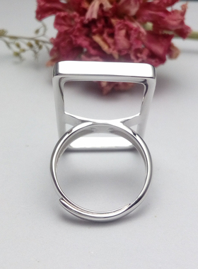 925纯银镀白黄玫瑰金空托大宝石