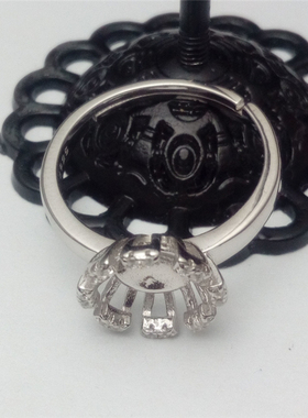 水钻活口花瓣蓝珀戒托