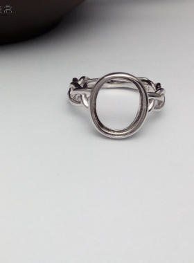 纯银编织麻花活口戒指空托