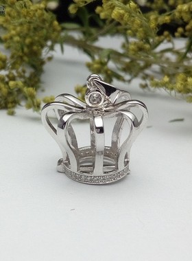 纯银纯银水钻吊坠空托