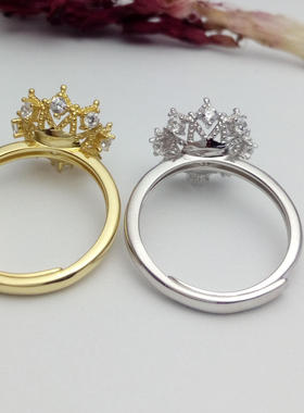 纯银纯银蕾丝活口戒指托