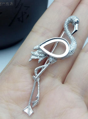 纯银水钻胸针吊坠两用空托