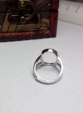 纯银镀白金活口戒指托