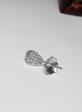 镀白金花瓣大圆珠吊坠空托