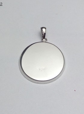 s925纯银镀白金轻薄封底正圆空托