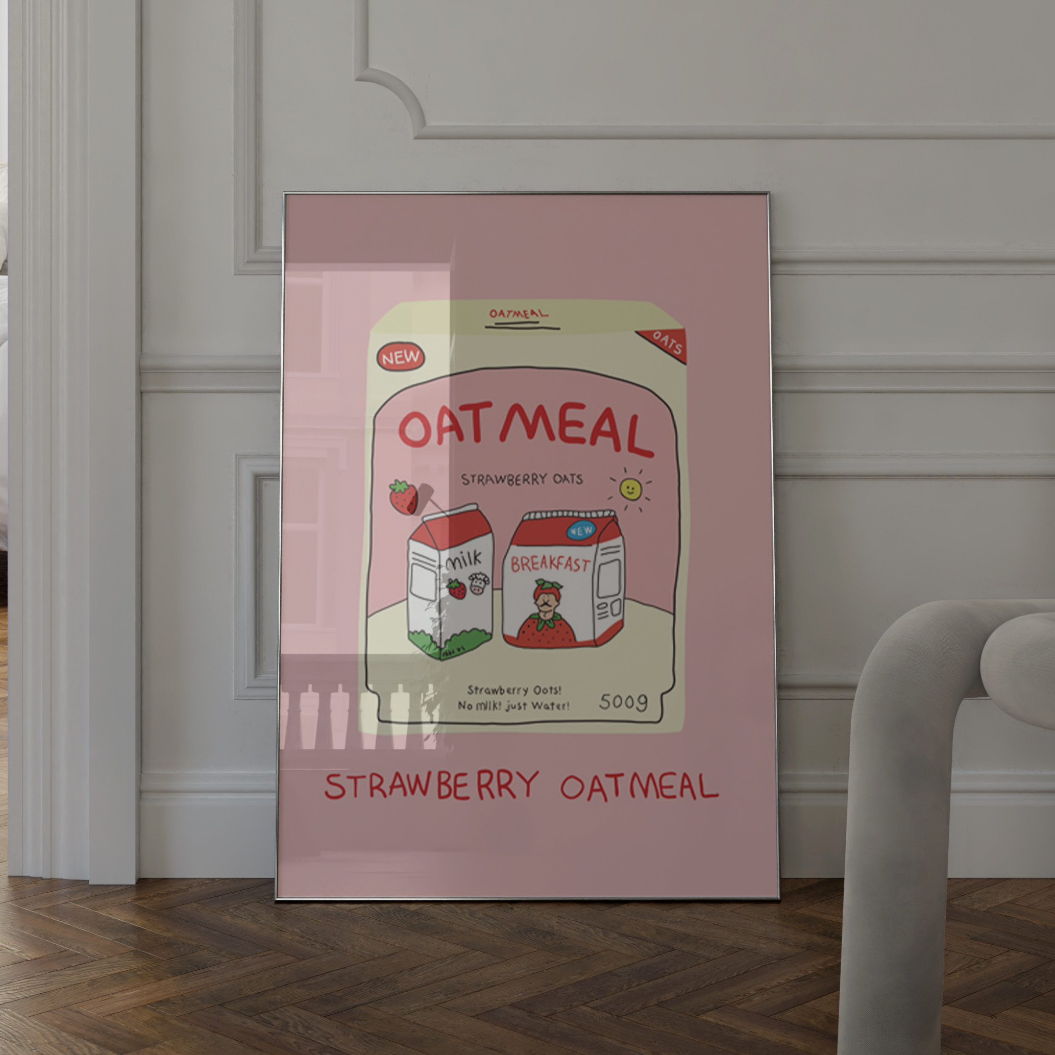 ins风 可爱粉色黄色奶牛麦片盒子海报装饰画拍照道具自粘装饰画芯,淘宝优惠券,粉丝福利购,淘宝优惠卷