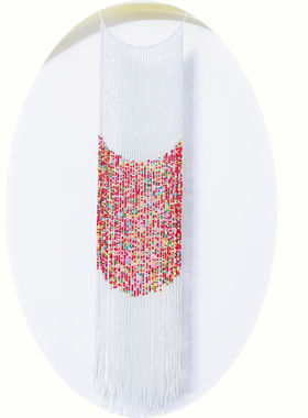 领带式米珠长款项链女 项圈长链欧美风 夸张配饰时尚高级感