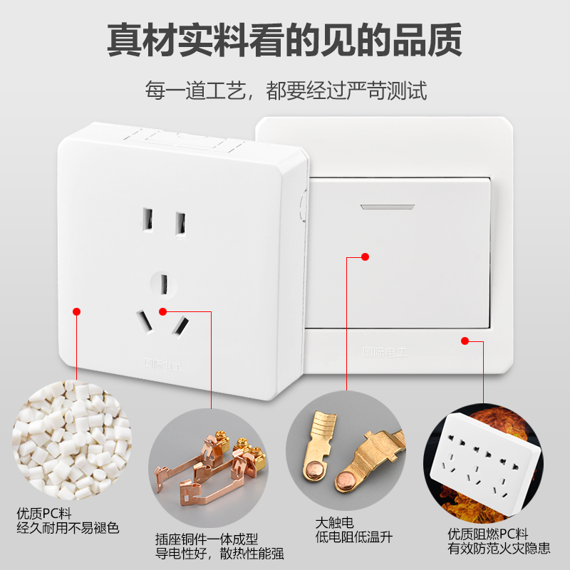 明装插座 家用 墙式超薄电源墙壁墙面外置五孔带开关USB16A空调