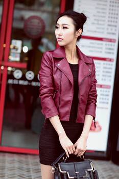 Jacket Women Euro Hood zipper coat Leather ເຄື່ອງນຸ່ງຫົ່ມຫນັງ jacket ແມ່ຍິງ