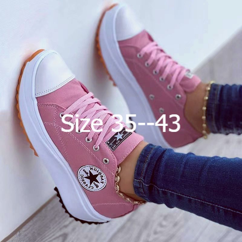 women Canvas shoes big size 43 causal shoes女鞋厚底帆布鞋 - 图0