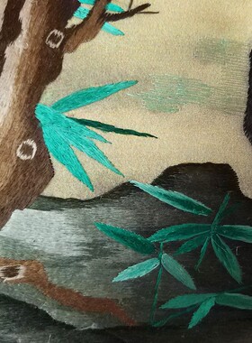 老秀馆蜀绣单面绣卷轴挂画