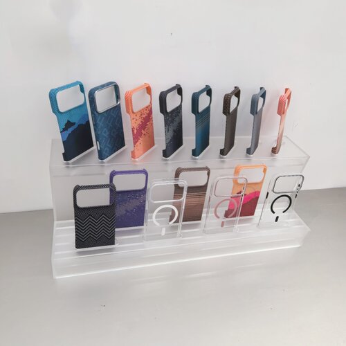 亚克力展示架手机壳陈列架桌面活动支架透明磨砂款数码展架可移动 - 图1