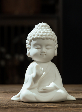 精品陶瓷手工如来小佛像工艺品客厅玄关佛堂禅意装饰桌面佛堂摆件
