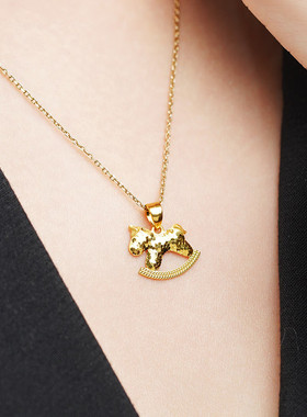 本命年铜镀金马上有钱女款项链