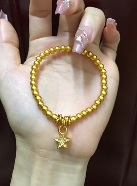 新中式黄金色爆闪猫眼星星手链