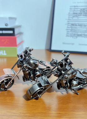 创意金属摩托车模型摆件复古机车装饰品桌面工艺品男生生日礼物