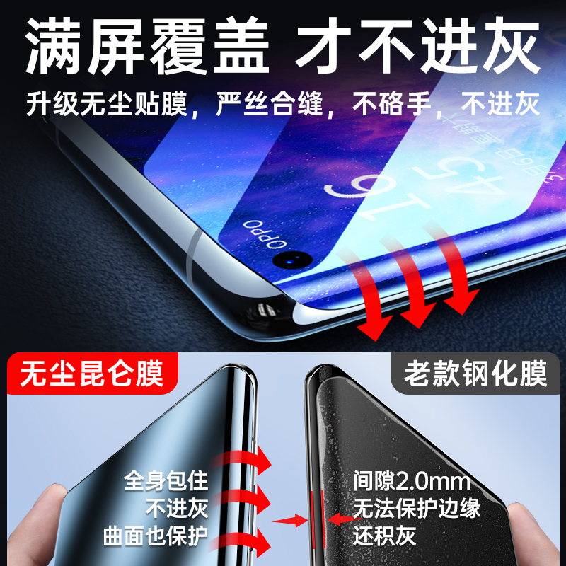 适用oppofindx6pro手机膜opporeno9全屏钢化膜find5/3新款全包5g十昆仑保护膜4曲面屏陶瓷11+全胶贴膜x7ultra-图2