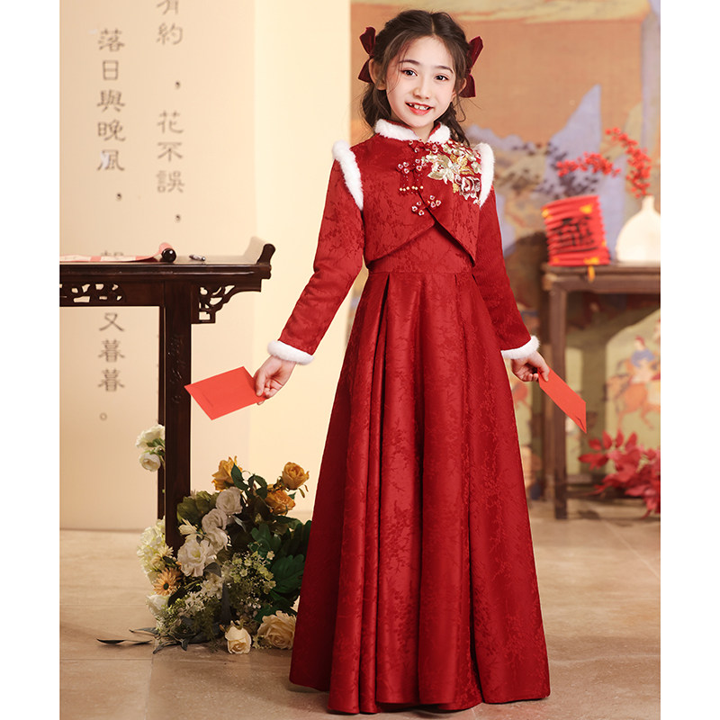 女童旗袍礼服2025新款中国风过年拜年服秋冬加绒加厚款儿童演出服,淘宝优惠券,粉丝福利购,淘宝优惠卷
