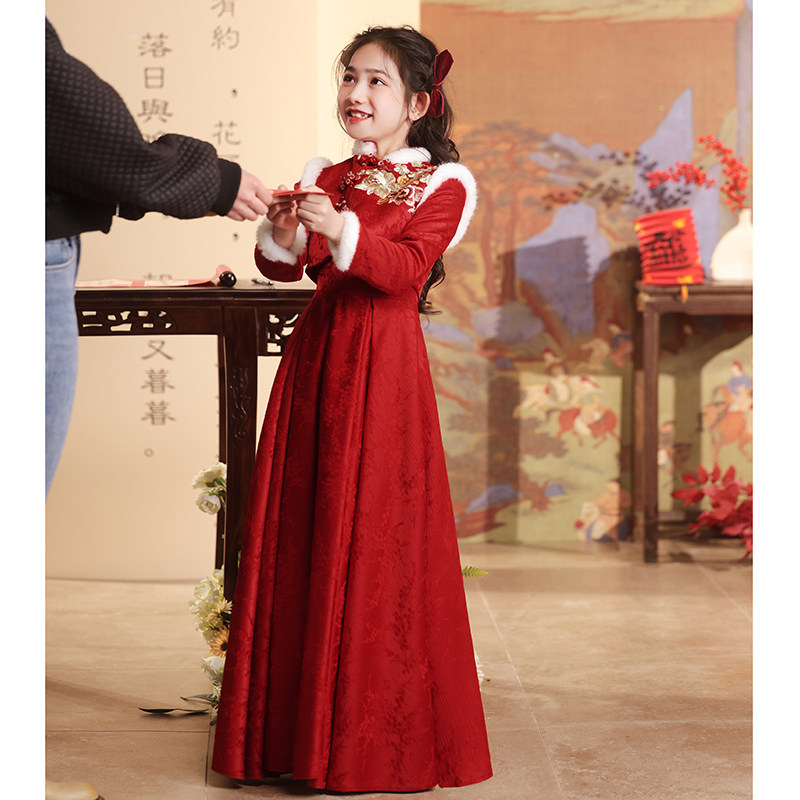 女童旗袍礼服2025新款中国风过年拜年服秋冬加绒加厚款儿童演出服,淘宝优惠券,粉丝福利购,淘宝优惠卷