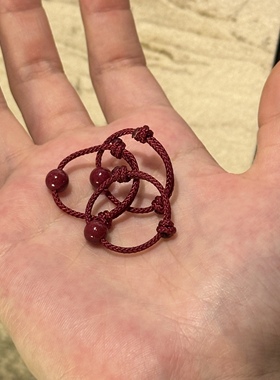 朱砂红绳戒指女款编绳转运朱砂6mm迷你戒指紫金砂