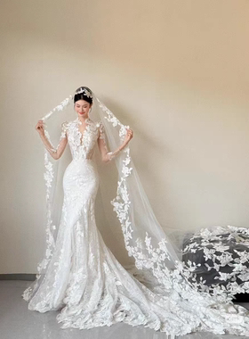 新娘头纱超仙气质高级感婚礼头饰结婚礼服配饰头纱