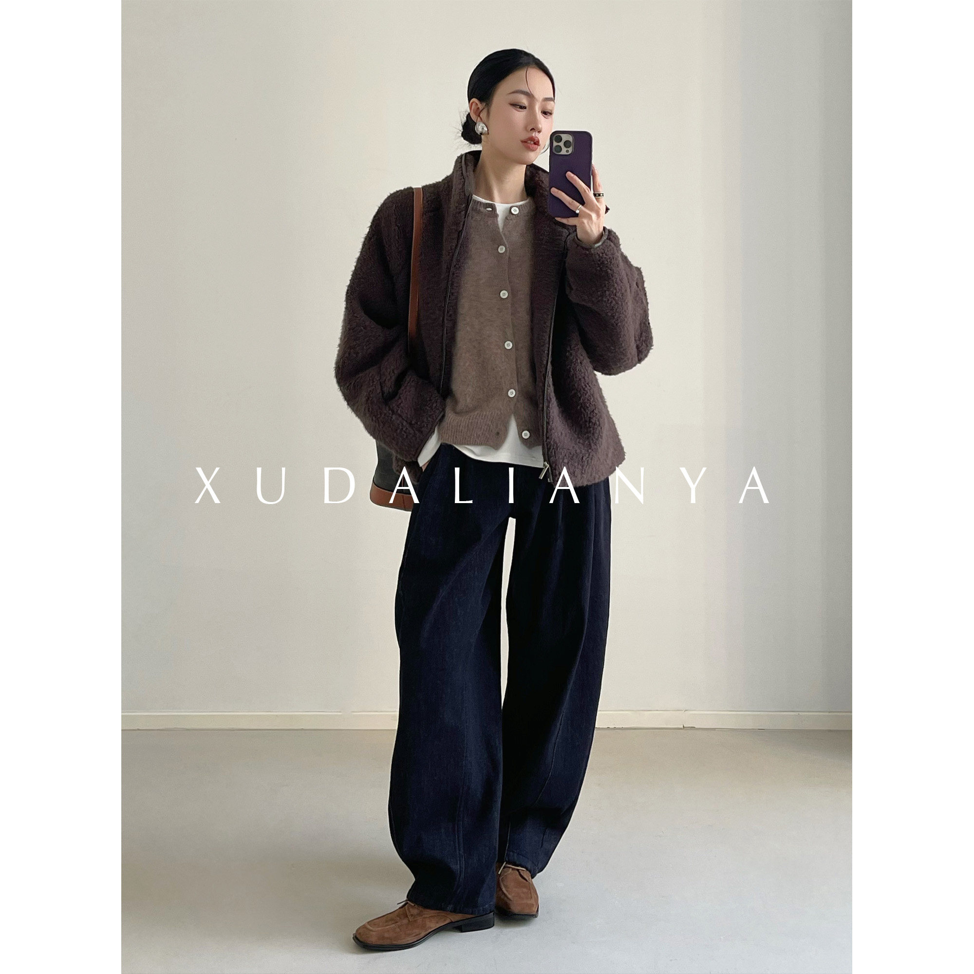 徐大脸吖定制 秋冬松弛感舒服加厚保暖夹克拉链立领羊羔毛外套女,淘宝优惠券,粉丝福利购,淘宝优惠卷