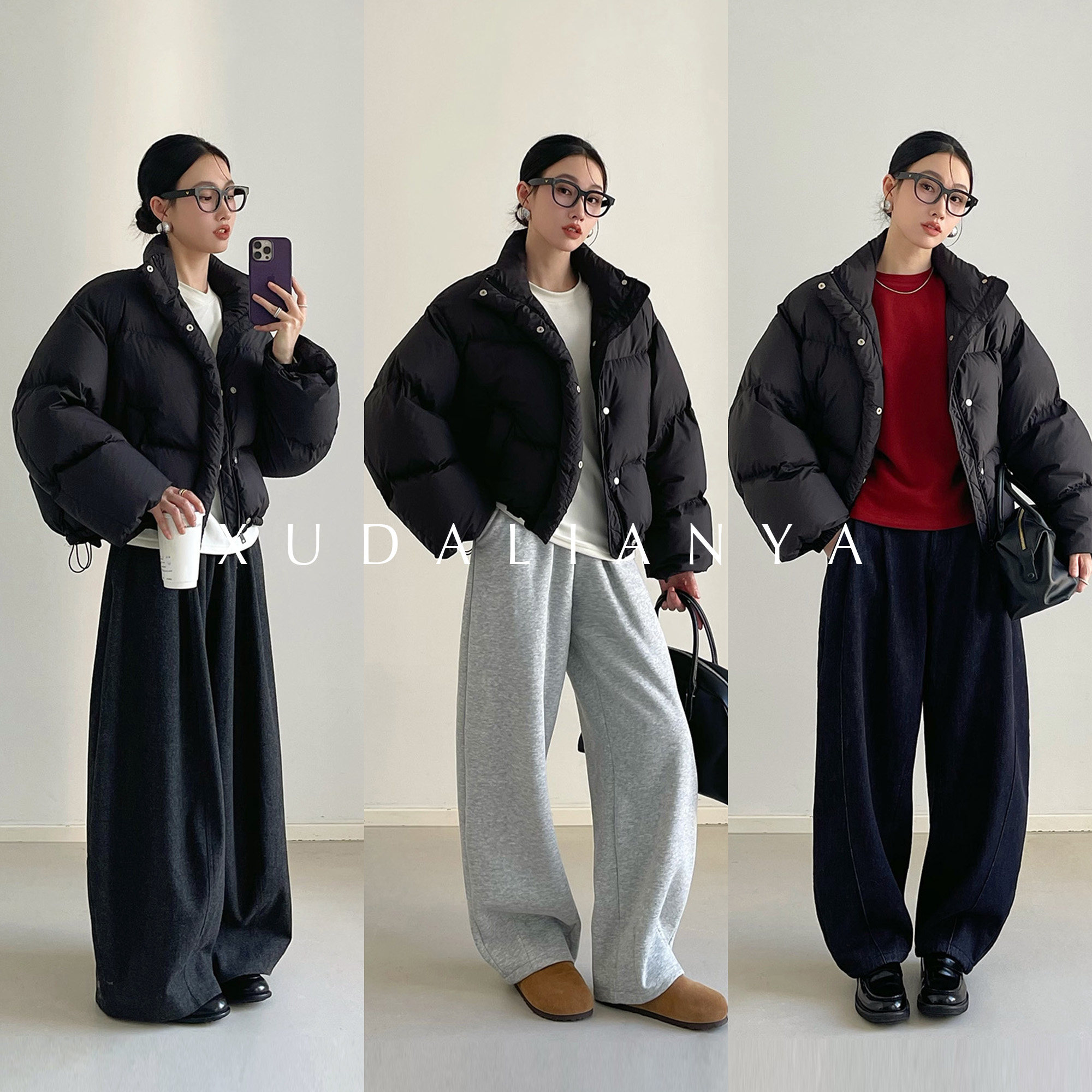 徐大脸吖定制 冬季外套泡芙90白鸭绒面包服女立领短款保暖羽绒服,淘宝优惠券,粉丝福利购,淘宝优惠卷