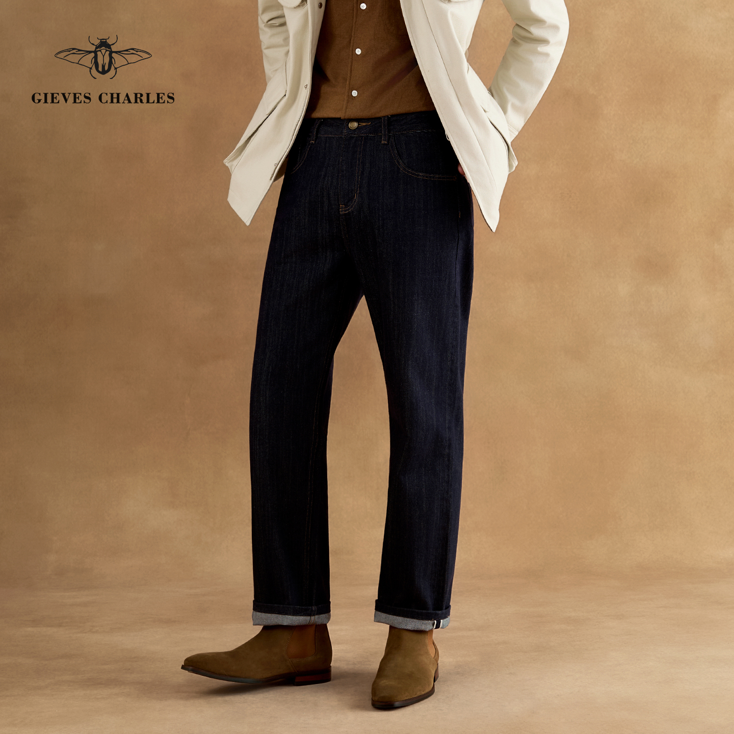 【25秋季新品】12.5oz重磅赤耳丹宁经典阔腿直筒休闲纯棉牛仔裤男 - 图2