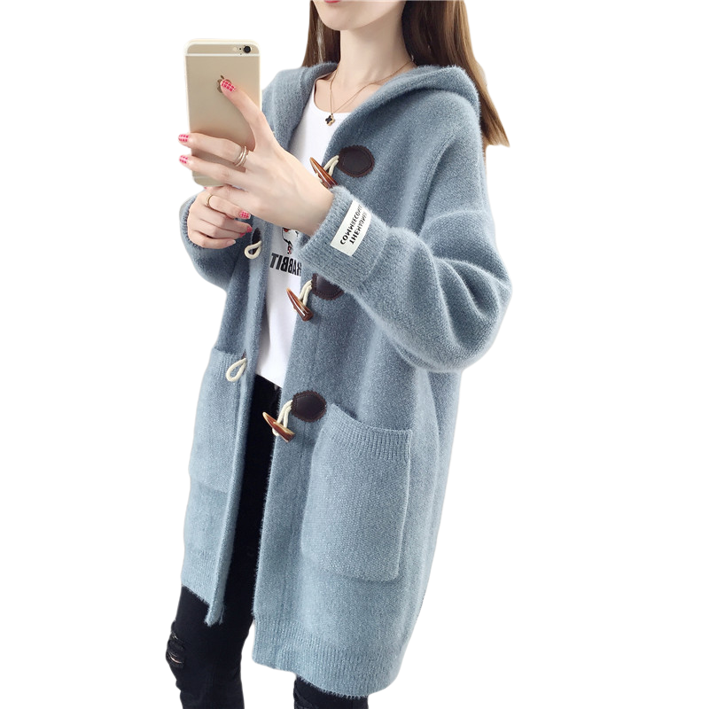 秋冬2020新款针织开衫水貂绒毛衣 蕾娜茜毛针织衫