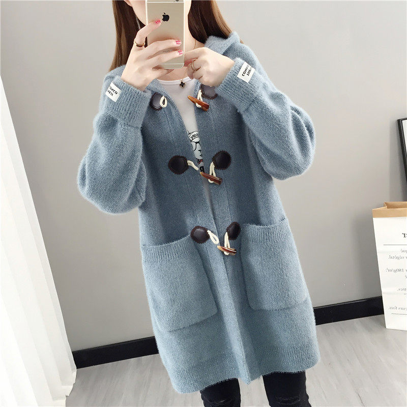 秋冬2020新款针织开衫水貂绒毛衣 蕾娜茜毛针织衫