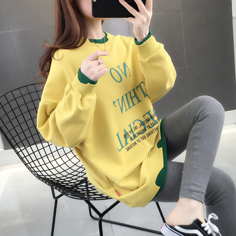 加绒秋冬潮ins韩版中长款宽松卫衣 舍妃卫衣/绒衫