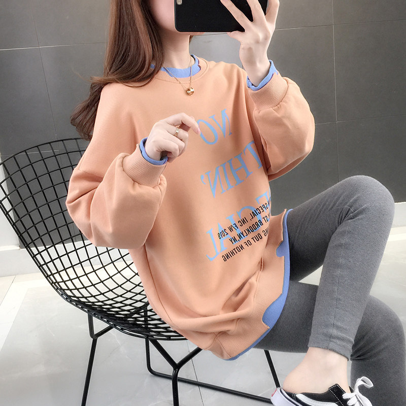 加绒秋冬潮ins韩版中长款宽松卫衣 舍妃卫衣/绒衫