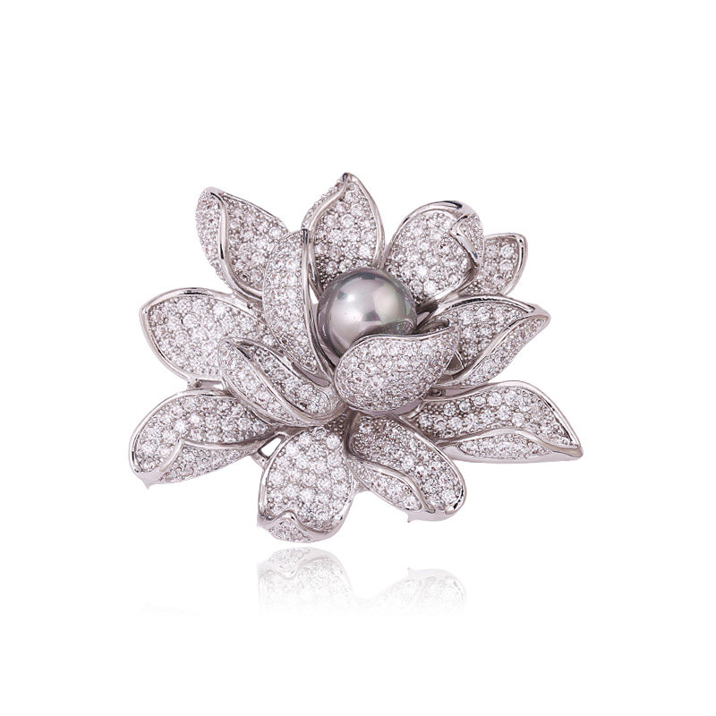 紫罗兰银盛莲胸针高档女精致奢华气质莲花朵胸花生日礼物潮别针,淘宝优惠券,粉丝福利购,淘宝优惠卷