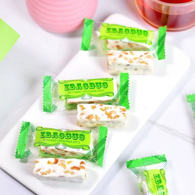 俄罗斯风味花生牛轧糖果奶味糖散装袋装老式小零食品500克网红糖 - 图0