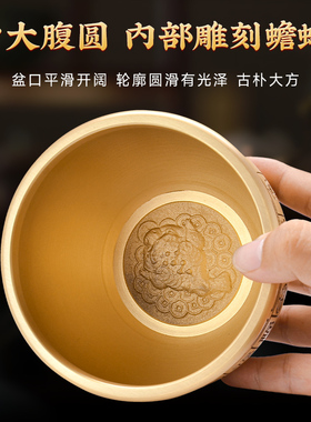 黄铜百福米缸招财进宝小号摆件