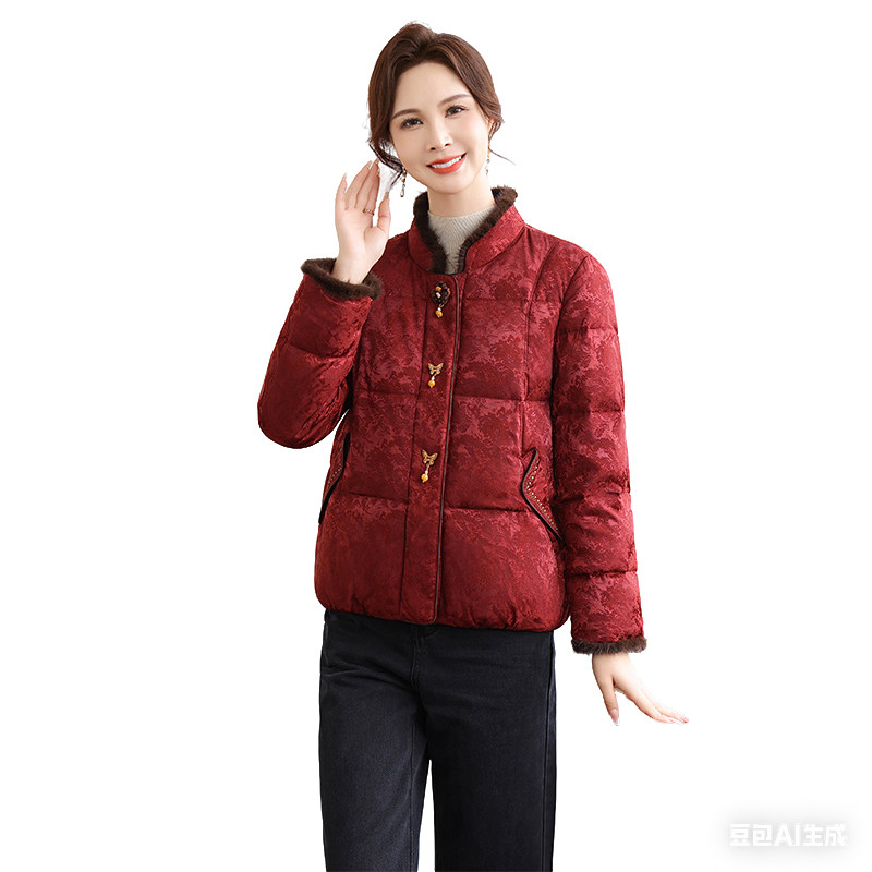 新中式妈妈冬季羽绒服女短款2025冬新款中老年洋气白鸭绒保暖外套,淘宝优惠券,粉丝福利购,淘宝优惠卷