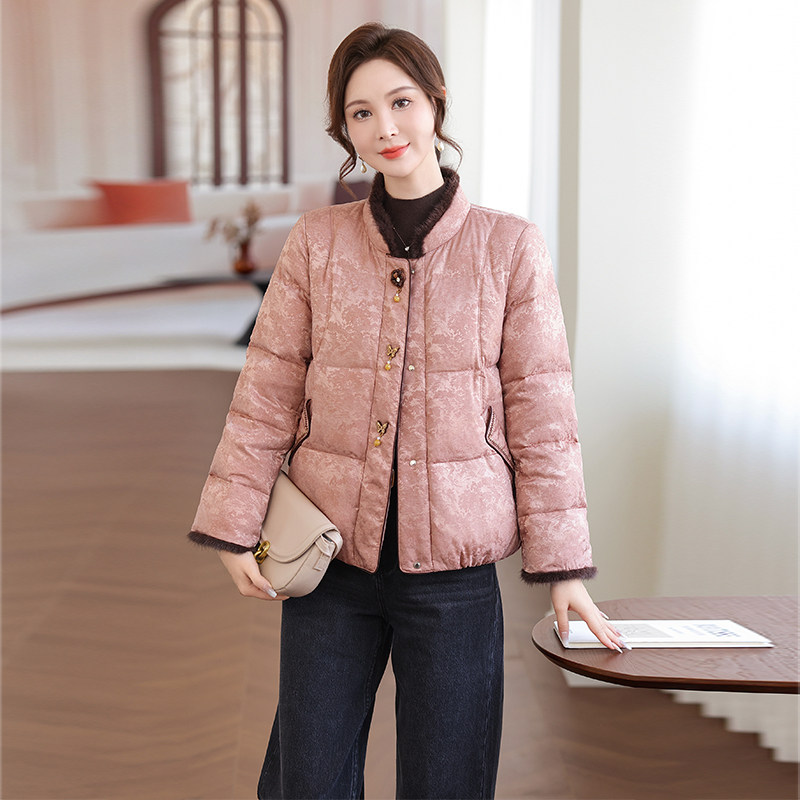 新中式妈妈冬季羽绒服女短款2025冬新款中老年洋气白鸭绒保暖外套,淘宝优惠券,粉丝福利购,淘宝优惠卷