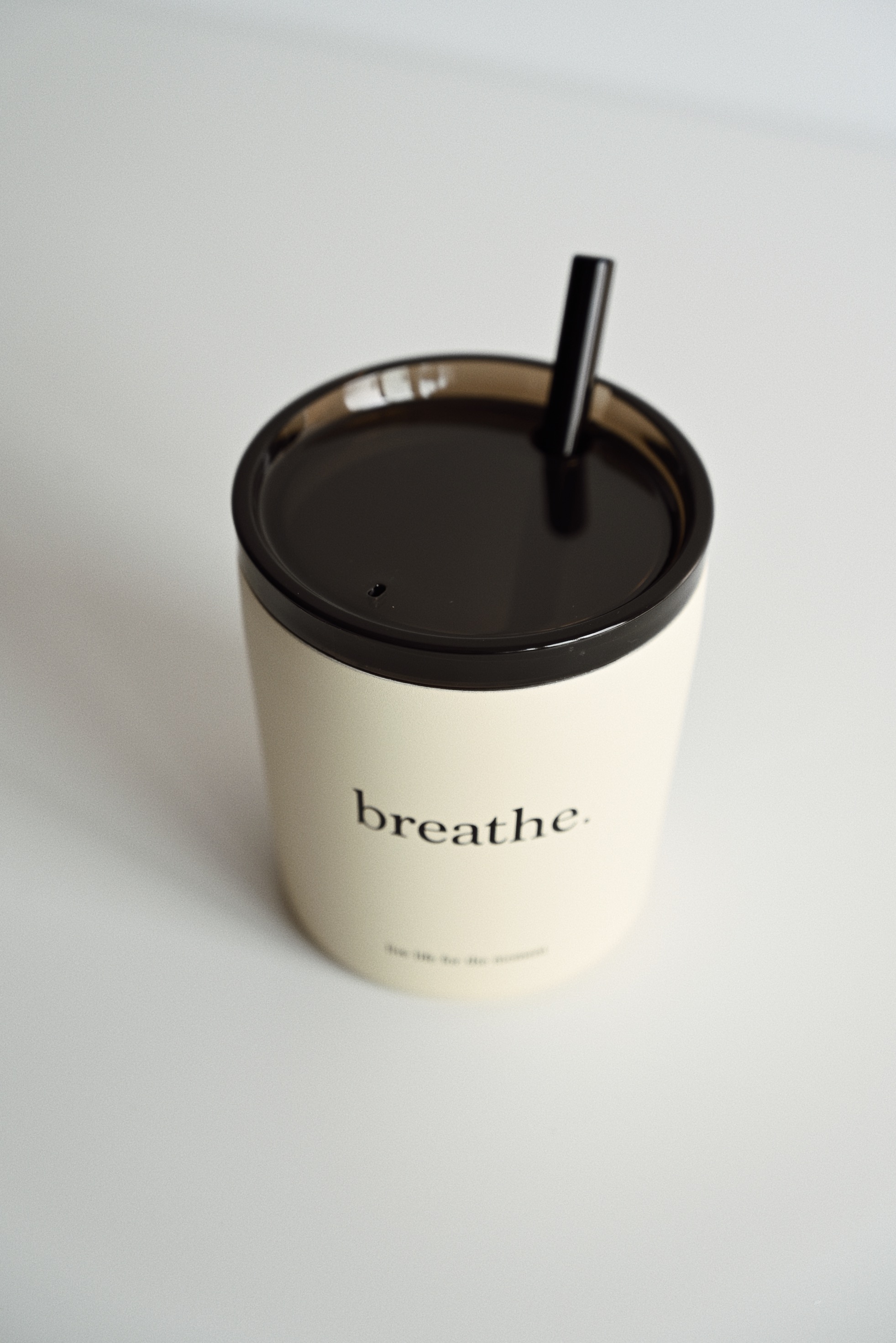 Heymen黑门  breathe 活在当下 奶油白温柔环保咖啡随行杯 配吸管 - 图3