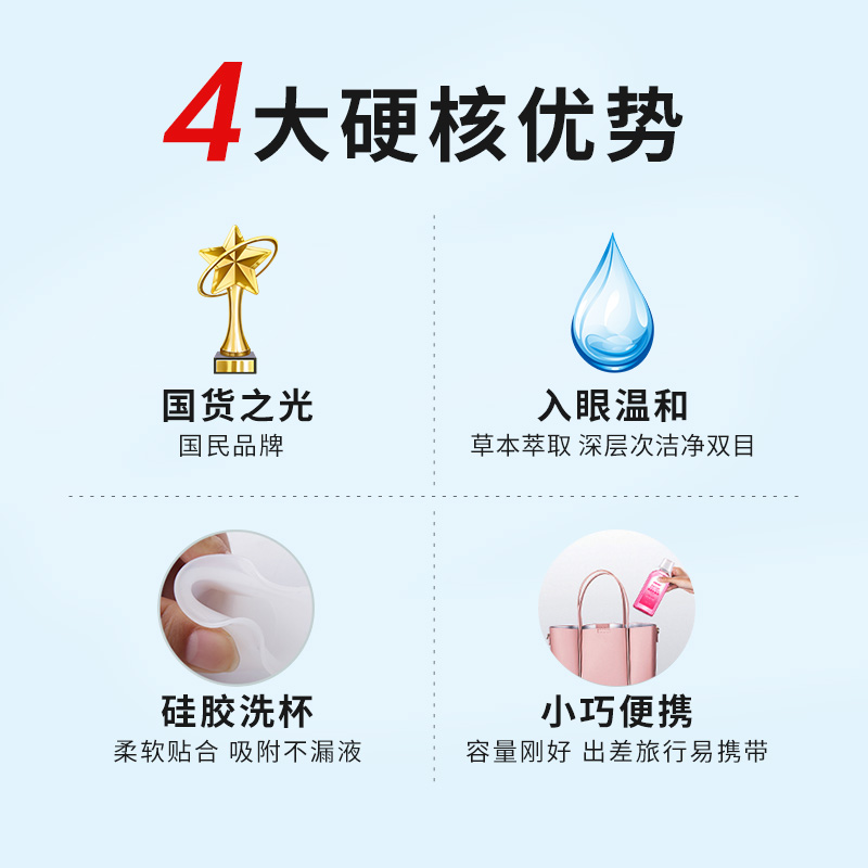 闪亮玻尿酸洗眼液温和清洁眼部眼干眼涩润眼洗眼睛水护理液180ml