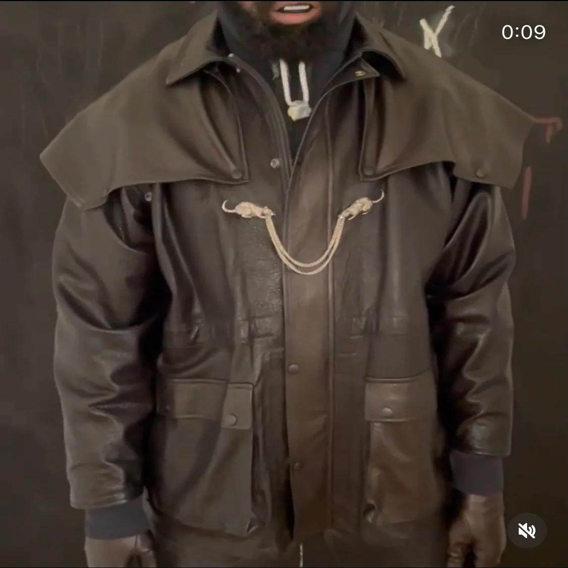 MRLEE independent style 23SS new punk detachable leather cowhide thin trench coat Trench Coat