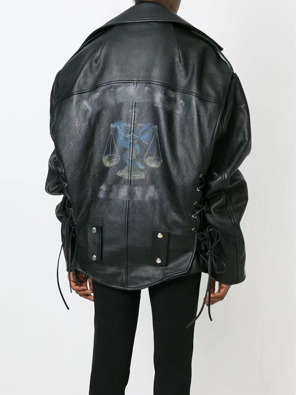 MRLEE independent style twelve constellations series Scorpio printed leather jacket handsome nostalgic arcade motorcycle leather jacket