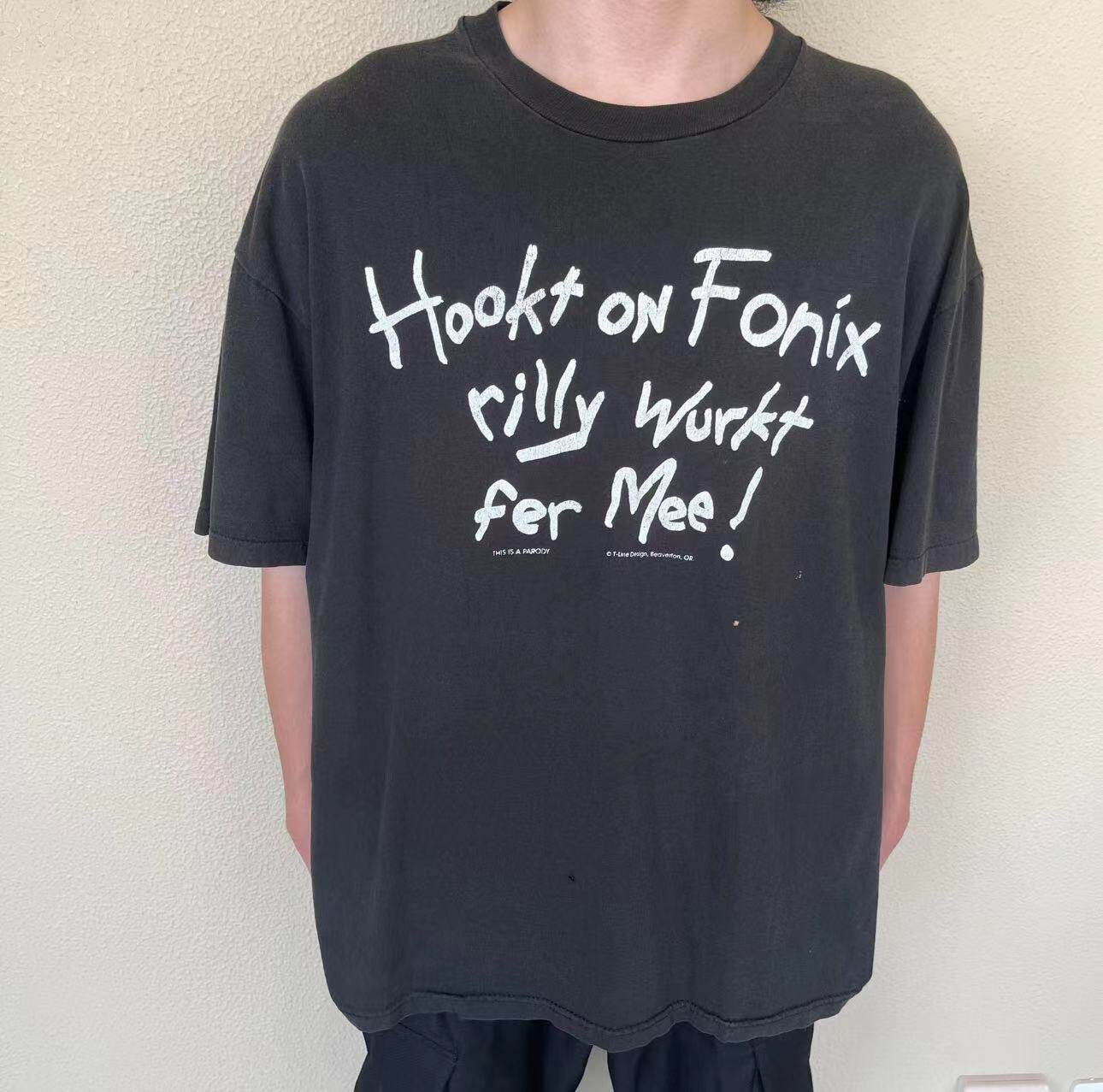 MRLEE independent style 90s vintage washed distressed T-shirt Hooked on Phonics Tee