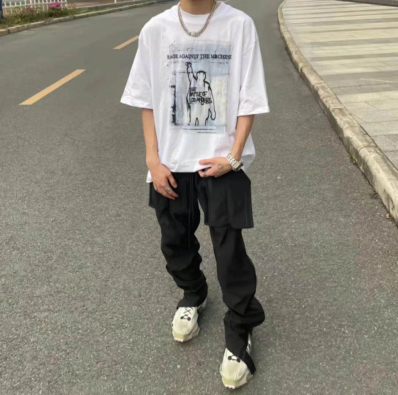 MRLEE independent style violent resistance of young people in the 90s rock printed T-shirt vintage tee