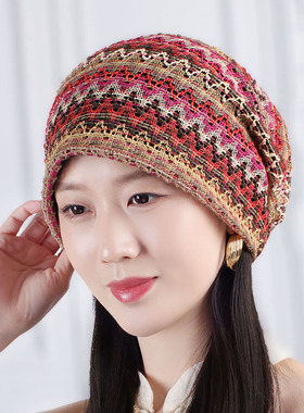 26年帽子彩色针织透气头帽女士薄款头巾遮白发春夏休闲款包头时尚