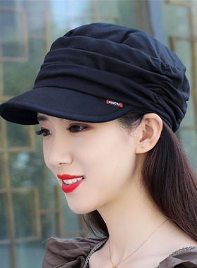 棉质显脸小褶皱平顶时装帽新品