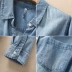 2021 Phiên bản Hàn Quốc của thời trang thời trang nữ thời trang giặt sạch cotton denim áo sơ mi nữ mỏng giản dị đáy dài tay áo sơ mi - Áo sơ mi dài tay