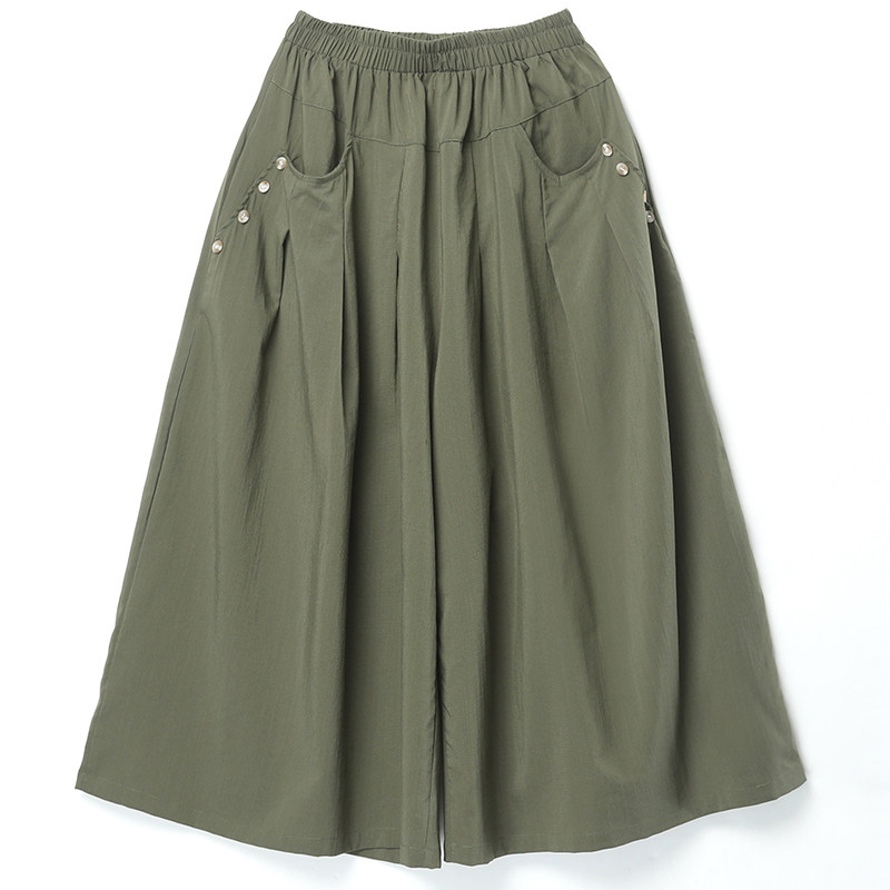 夏薄款高腰宽松妈妈百搭洋气七分裤 蜜百俪休闲裤